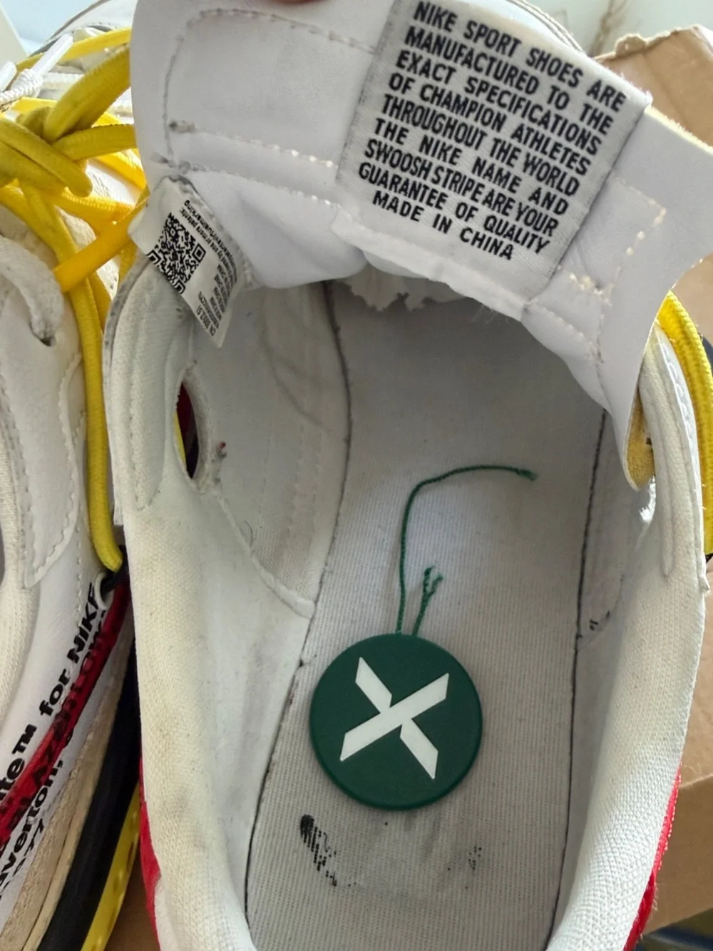 Off White/Nike Blazer Low '77 White Red Yellow Accent Athletic Shoes